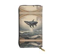 JKDGOJ Dolphin flying in the air Prints Women's leather long handheld wallet large capacity credit card zipper bag