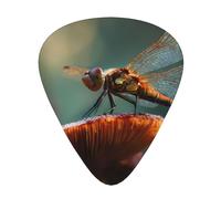 JKDGOJ Dragonfly on a mushroom Pattern Guitar plectrum 12 pieces with three thickness plectrum combinations suitable for bass and ukulele