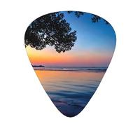 JKDGOJ Evening Sunset on the Beach Pattern Guitar plectrum 12 pieces with three thickness plectrum combinations suitable for bass and ukulele