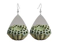 JKDGOJ Extra Large Lotus Seed Pattern Water droplet pendant earrings and leather earrings, suitable as holiday birthday gifts for women