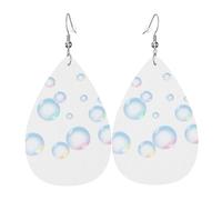 JKDGOJ Falling bubbles Pattern Water droplet pendant earrings and leather earrings, suitable as holiday birthday gifts for women