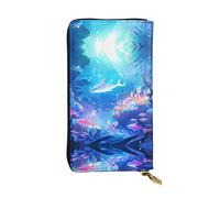 JKDGOJ Fantastic undersea adventure Prints Women's leather long handheld wallet large capacity credit card zipper bag