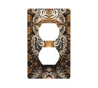 JKDGOJ ferocious-looking tiger head Prints Dual socket wall panel household power cover durable for decorative sockets and switches