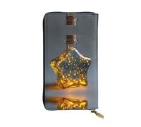 JKDGOJ Fireflies in the stars Prints Women's leather long handheld wallet large capacity credit card zipper bag