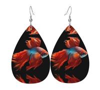 JKDGOJ fish with a sad heart Pattern Water droplet pendant earrings and leather earrings, suitable as holiday birthday gifts for women