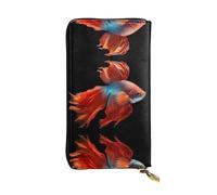 JKDGOJ fish with a sad heart Prints Women's leather long handheld wallet large capacity credit card zipper bag