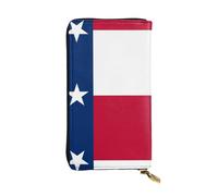 JKDGOJ Flag of Texas Prints Women's leather long handheld wallet large capacity credit card zipper bag
