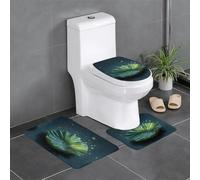 JKDGOJ Floating Lotus Leaves Picture 3 Piece Bathroom Rugs Set - Non-Slip Bath Rug Set - Easy to Clean and Maintain - Moisture Blocking and Durable