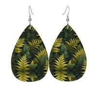 JKDGOJ Flourishing ferns Pattern Water droplet pendant earrings and leather earrings, suitable as holiday birthday gifts for women