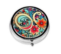 JKDGOJ Flower Shape Pattern Pattern Round Mini Pill Box with 3 compartments for Pill Storage and Portable Travel