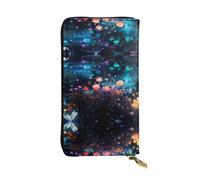 JKDGOJ Flowers at the River Prints Women's leather long handheld wallet large capacity credit card zipper bag