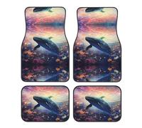 JKDGOJ Flowers Dancing with Whales Prints Car Floor mats with Anti Slip Front and Rear are Suitable for Cars, Trucks and SUV