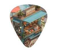 JKDGOJ Food trucks on the beach Pattern Guitar plectrum 12 pieces with three thickness plectrum combinations suitable for bass and ukulele