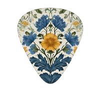 JKDGOJ golden flower blue leaf Pattern Guitar plectrum 12 pieces with three thickness plectrum combinations suitable for bass and ukulele