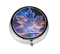 JKDGOJ Ice Sculptures on The River Pattern Round Mini Pill Box with 3 compartments for Pill Storage and Portable Travel