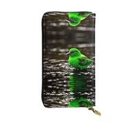 JKDGOJ Kingfisher Playing Prints Women's leather long handheld wallet large capacity credit card zipper bag
