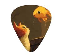 JKDGOJ Kitten watching fish Pattern Guitar plectrum 12 pieces with three thickness plectrum combinations suitable for bass and ukulele