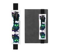 JKDGOJ Leather Pen Holder Bookmark Neon Owl Nightvision Picture for Hardcover Journals, Diaries, Planners - Adjustable Strap Band Pouch