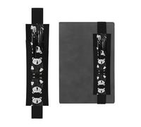JKDGOJ Leather Pen Holder Bookmark Sketch of bear Picture for Hardcover Journals, Diaries, Planners - Adjustable Strap Band Pouch, Black, One Size