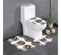 JKDGOJ Lion in The Mirror Picture 3 Piece Bathroom Rugs Set - Non-Slip Bath Rug Set - Easy to Clean and Maintain - Moisture Blocking and Durable