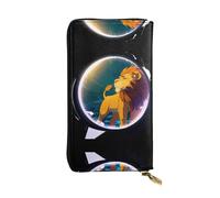 JKDGOJ Lion in the mirror Prints Women's leather long handheld wallet large capacity credit card zipper bag