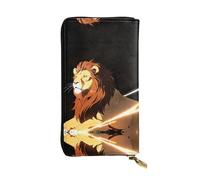 JKDGOJ Lion raising his head Prints Women's leather long handheld wallet large capacity credit card zipper bag