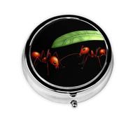 JKDGOJ Little Ants Hiding from The rain Pattern Round Mini Pill Box with 3 compartments for Pill Storage and Portable Travel