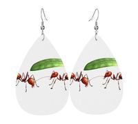 JKDGOJ Little ants hiding from the rain Pattern Water droplet pendant earrings and leather earrings, suitable as holiday birthday gifts for women
