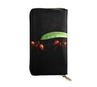 JKDGOJ Little ants hiding from the rain Prints Women's leather long handheld wallet large capacity credit card zipper bag