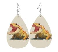 JKDGOJ Little crocodile with open mouth Pattern Water droplet pendant earrings and leather earrings, suitable as holiday birthday gifts for women