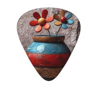 JKDGOJ Little flowers in the painted pottery Pattern Guitar plectrum 12 pieces with three thickness plectrum combinations suitable for bass and ukulele