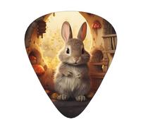 JKDGOJ Little gray rabbit in mushrooms Pattern Guitar plectrum 12 pieces with three thickness plectrum combinations suitable for bass and ukulele