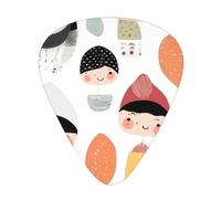 JKDGOJ Little people image drawing Pattern Guitar plectrum 12 pieces with three thickness plectrum combinations suitable for bass and ukulele
