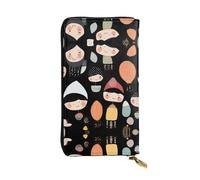 JKDGOJ Little people image drawing Prints Women's leather long handheld wallet large capacity credit card zipper bag
