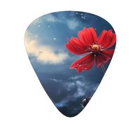 JKDGOJ Little red flower under the sky Pattern Guitar plectrum 12 pieces with three thickness plectrum combinations suitable for bass and ukulele