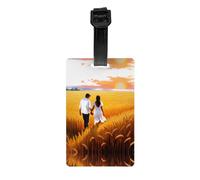 JKDGOJ Love in The Wheat Field Pattern Luggage Tags and Travel Bag Tags are Suitable for Both Men and Women to Prevent Luggage