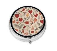 JKDGOJ Love Mural Pattern Round Mini Pill Box with 3 compartments for Pill Storage and Portable Travel