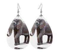JKDGOJ Majestic elephant Pattern Water droplet pendant earrings and leather earrings, suitable as holiday birthday gifts for women