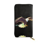 JKDGOJ Mighty eagle Prints Women's leather long handheld wallet large capacity credit card zipper bag
