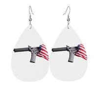 JKDGOJ Military Day Accessories Pattern Water droplet pendant earrings and leather earrings, suitable as holiday birthday gifts for women