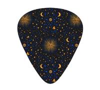 JKDGOJ Moon and stars pattern Pattern Guitar plectrum 12 pieces with three thickness plectrum combinations suitable for bass and ukulele