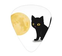 JKDGOJ Moon Black Cat Pattern Guitar plectrum 12 pieces with three thickness plectrum combinations suitable for bass and ukulele