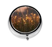 JKDGOJ Morning Dew Pattern Round Mini Pill Box with 3 compartments for Pill Storage and Portable Travel