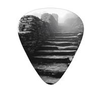 JKDGOJ Mountain mist over the stone steps Pattern Guitar plectrum 12 pieces with three thickness plectrum combinations suitable for bass and ukulele
