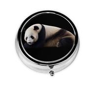 JKDGOJ Naughty Panda Pattern Round Mini Pill Box with 3 compartments for Pill Storage and Portable Travel