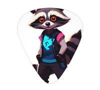 JKDGOJ Neon Raccoon Hack Pattern Guitar plectrum 12 pieces with three thickness plectrum combinations suitable for bass and ukulele