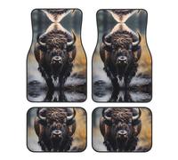 JKDGOJ North American Bison Prints Car Floor mats with Anti Slip Front and Rear are Suitable for Cars, Trucks and SUV