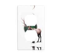 JKDGOJ Northern Lights Elk Prints Dual socket wall panel household power cover durable for decorative sockets and switches