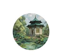 JKDGOJ Pavilion at the pond Pattern 6-piece Round Shape car air freshener with hanging type car accessories