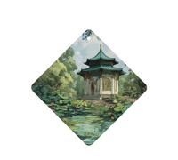 JKDGOJ Pavilion at the pond Pattern 6-piece Square car air freshener with hanging type car accessories